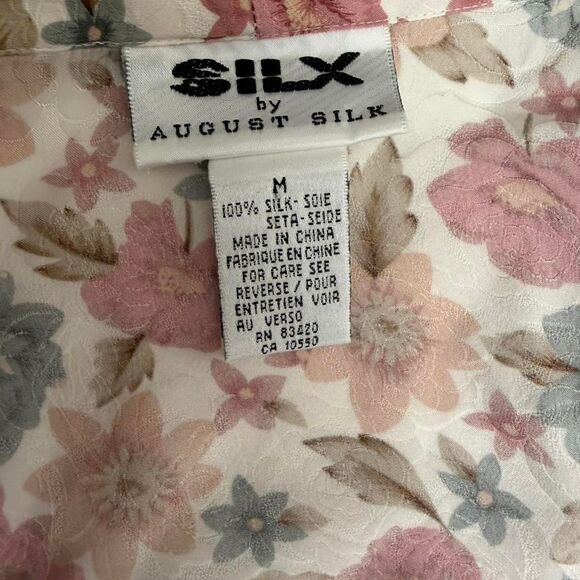 Silx by August Silk Floral Robe Vtg 80s Size M - Picture 3 of 5